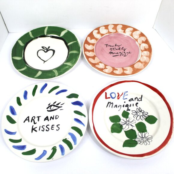 Anthropologie Hotel Magique Melange Stoneware Dessert Salad Plate Set of 4 - Picture 1 of 16